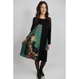 ROCHIE MIDI CU MANECA LUNGA SI BUZUNAR APLICAT CAT MELEK TALIE UNICA Multicolora