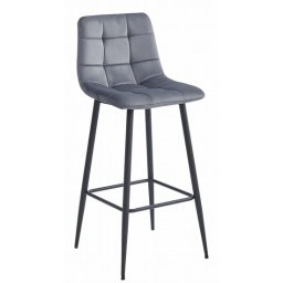 Scaun de bucatarie/bar, Artool, Arceto, catifea gri, picioare metal negru, 43.5x32.5x104 cm