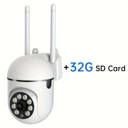 Camera de supraveghere wireless, 1080p HD, pentru interior/exterior, cu audio bidirecțional, cu card SD 32G, PMJT83130