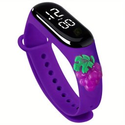 Ceas digital copii, Diferite legume si fructe, afisaj ora si secunde, curea reglabila silicon