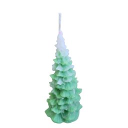 Lumanare brad verde cu alb 10 cm