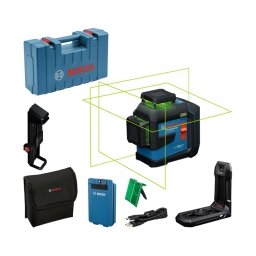 Bosch - GLL 80-33 G - Nivela laser cu linii, 30 m, +/-0.3 mm/m, 3 linii laser, fascicul verde, proiectie 360 grade, suport perete, valiza plastic