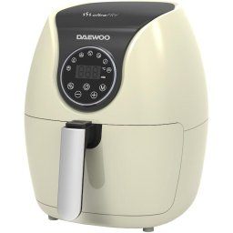 Friteuza cu aer cald DAF2000, putere maxima 1500 W, display LCD, capacitate 4 litri, timer 30 minute, 12 programe predefinite, temperatura reglabila 80-200 grade Celsius, cos cu maner, tava pentru firimituri, culoare Crem