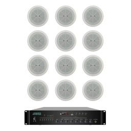 Pachet Sonorizare 120W de tavan FM+USB DSPPA MP212U + 12 x DSP802