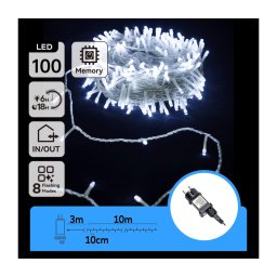 Aigostar - Ghirlandă LED de exterior, 100 LED, 8 funcții, 13 m, IP44, alb rece