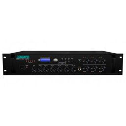 Amplificator 250W cu mixer DSPPA MP610U 6 zone USB/SD/Tuner 4Mic si 3AUX 100V & 4-16 Ohmi Negru