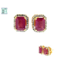 Cercei Rubin GF - Safir - Argint 925 Aurit - 12x10x18 mm - 1 Pereche