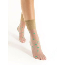 Sosete lycra cu fir metalizat si buline verzi Fiore Broadway 20 den