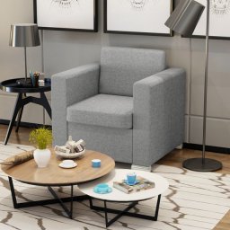 Fotoliu material textil gri deschis