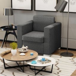 Fotoliu din material textil, gri închis