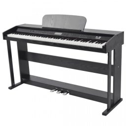 Pian digital cu 88 de clape, cu pedale, placă melamină, negru