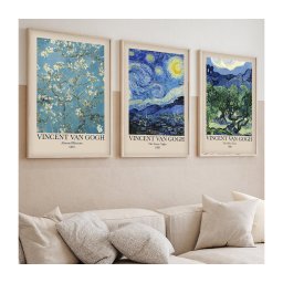 SET 3x pictură în ramă foto 50x70 cm Vincent van Gogh