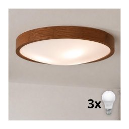 Brilagi - Plafonieră LED CARVALHO SLIM 3xE27/15W/230V, finisaj stejar-cireș, diametru 47 cm