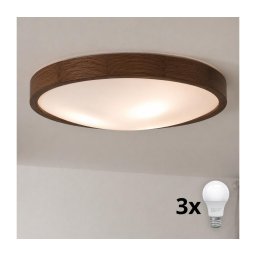 Brilagi - Plafonieră LED CARVALHO SLIM 3xE27/15W/230V, stejar-nuc, diam. 47 cm