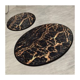 SET 2x covoraș pentru baie GOLDES 60/100 cm negru/auriu