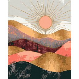 Set pictura pe numere, cu sasiu, Dune aurii- vopsea aurie, 40x50 cm