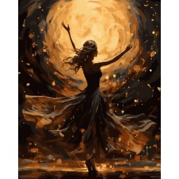 Set pictura pe numere, cu sasiu, Dansand cu luna - canvas negru, 40x50 cm