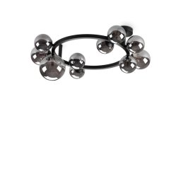 Plafoniera globuri Perlage 327815, L:70 cm, 10x4W G9 LED, metal negru, sticlă fumurie