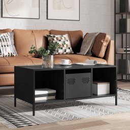 Masuta de cafea, negru, 101,5x50x43,5 cm, otel laminat la rece GartenMobel Dekor