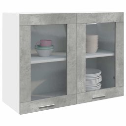 Dulap suspendat din sticla gri beton 80x31x60 cm GartenMobel Dekor