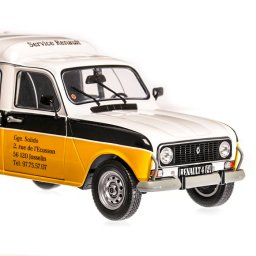 Renault 4L F4 Renault Service 1975, macheta auto scara 1:18, alb cu negru si galben, Solido