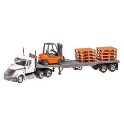 International LoneStar, camion cu semiremorca cu stivuitor si 8 paleti, scara 1:43, New Ray