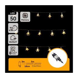 Aigostar - Ghirlandă LED pentru exterior, 50 LED, 8 funcții, 8 m, IP44, alb cald