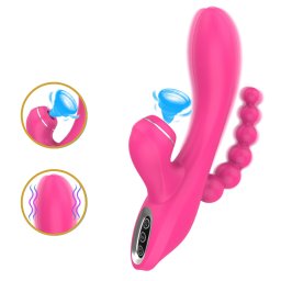 Erospace G-Spot Vibrator with Sucking & Anal Beads Sweet Play A3 Pink