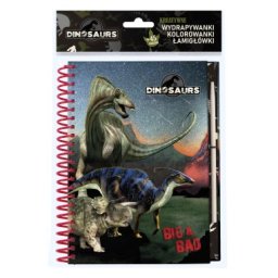 Carte de colorat cu dinozauri, 14 x 20 cm, caiet creativ cu spirala, kidea nkwdn17