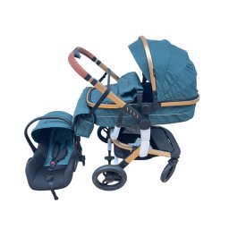 Carucior 3 in 1cu maner reversibil, transformabil landou-sport si scoica, 517 Verde