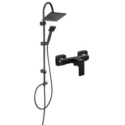 Coloana de dus Ferro Zicco, cu baterie dus Negru Mat, set bara dus Negru Mat, culisant, dus fix, para dus mobila