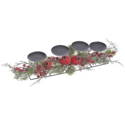 Suport lumanare+brad+merisoare+bobite rosii pentru decoratiuni florale