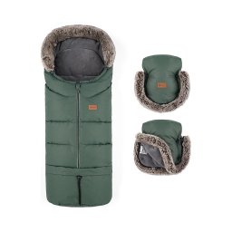 SET sac pentru cărucior 4 în 1 PETITE&MARS ARCTIC + mănuși pentru cărucior Veritable Khaki