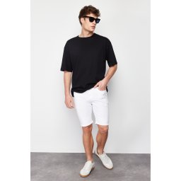 Trendyol White Regular Fit Flexible Fabric Denim Jeans Shorts