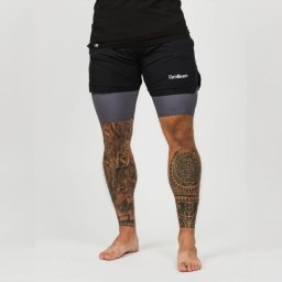 GymBeam Pantaloni scurți pentru bărbați 2in1 Black Grey XL