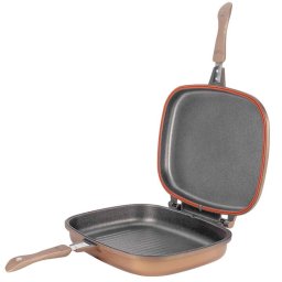 Tigaie dubla grill Neoklein DGR36, 36 cm, dreptunghiular, titan antiaderent, Auriu