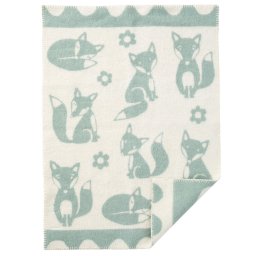 Patură din lână bebelusi - Fox Duck Egg Blue (65x90 cm)