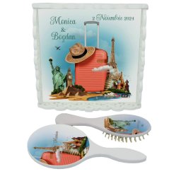 Set gatit mireasa, Travel m2, personalizat, tavita dantelata, 3 piese - ILIF410034