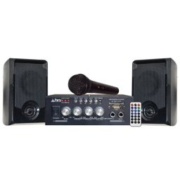 set karaoke cu amplificator 2x50w + 2 boxe cu bluetooth/usb/sd