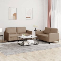 Set de canapele cu perne, 2 piese, cappuccino, piele ecologica GartenMobel Dekor
