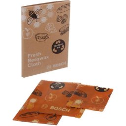 Set 3 panze ecologice BOSCH 17006827, 3 dimensiuni diferite (S 16x16cm, M 23x23cm, L 30x30cm), Panze reutilizabile cu ceara de albine pentru impachetarea alimentelor
