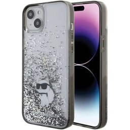 Husa Karl Lagerfeld Liquid Glitter Choupette case for iPhone 15 Plus - transparent