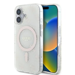 Husa Husa pentru iPhone 16 Plus - Guess IML 4G Background MagSafe (GUHMP16MH4DTEH) - White