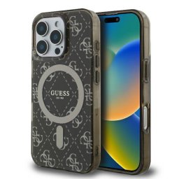 Husa Husa pentru iPhone 16 Pro - Guess IML 4G Background MagSafe (GUHMP16LH4DTEW) - Brown