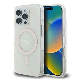 Husa Husa pentru iPhone 16 Pro - Guess IML 4G Background MagSafe (GUHMP16LH4DTEH) - White