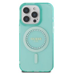 Husa Husa pentru iPhone 16 Pro - Guess IML Rhinestones MagSafe (GUHMP16LPFTDTEN) - Green