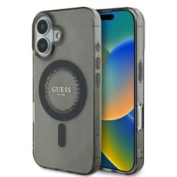 Husa Husa pentru iPhone 16 - Guess IML Rhinestones MagSafe (GUHMP16SPFTDTEK) - Black