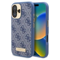 Husa Husa pentru iPhone 16 Plus - Guess Hardcase 4G Logo Plate MagSafe (GUHMP16MU4GPRB) - Blue