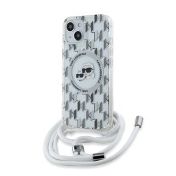 Husa Husa pentru iPhone 15 / iPhone 14 / iPhone 13 - Karl Lagerfeld IML Crossbody MagSafe (KLHMP15SHCKCKLCT) - Clear Mono Karl&Choupette