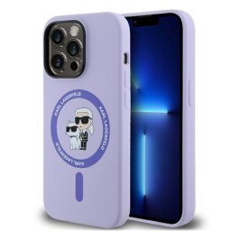 Husa Karl Lagerfeld Silicone Ring MagSafe (KLHMP14XSCMKCRHU) Karl&Choupette Heads - Husă silicon - compatibil cu Apple iPhone 14 Pro Max - MagSafe - culoare Mov